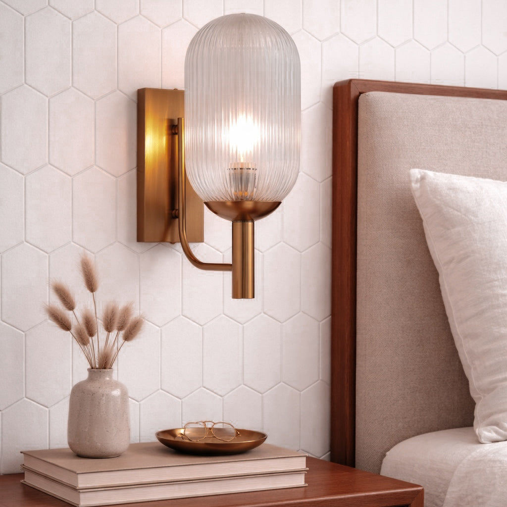 Ray Wall Lamp | Bronze Finish & Arched Ribbed Glass | MidinMod