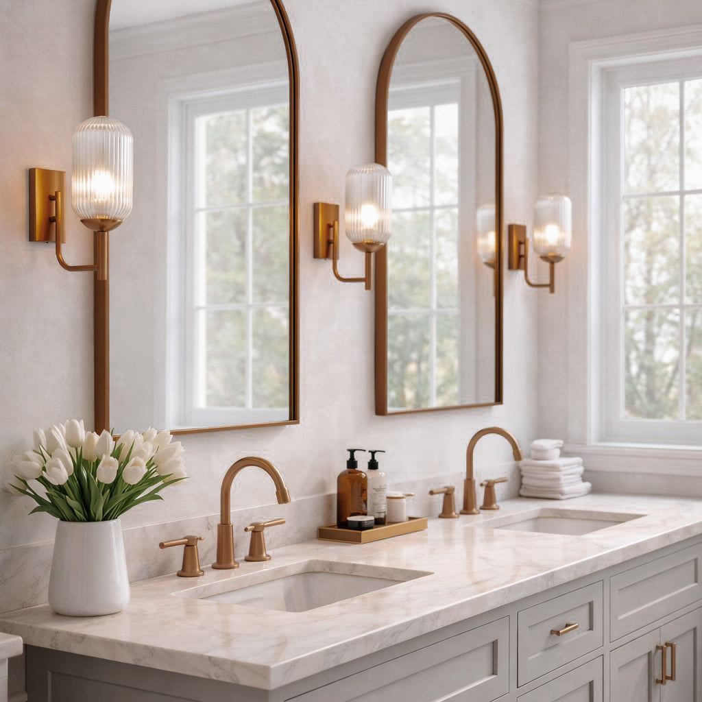 Ray Wall Lamp | Bronze Finish & Arched Ribbed Glass | MidinMod
