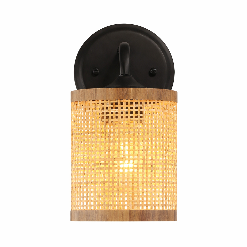 Reef Single Lights Wall Sconce | Natural Rattan & Wicker Base | MidinMod
