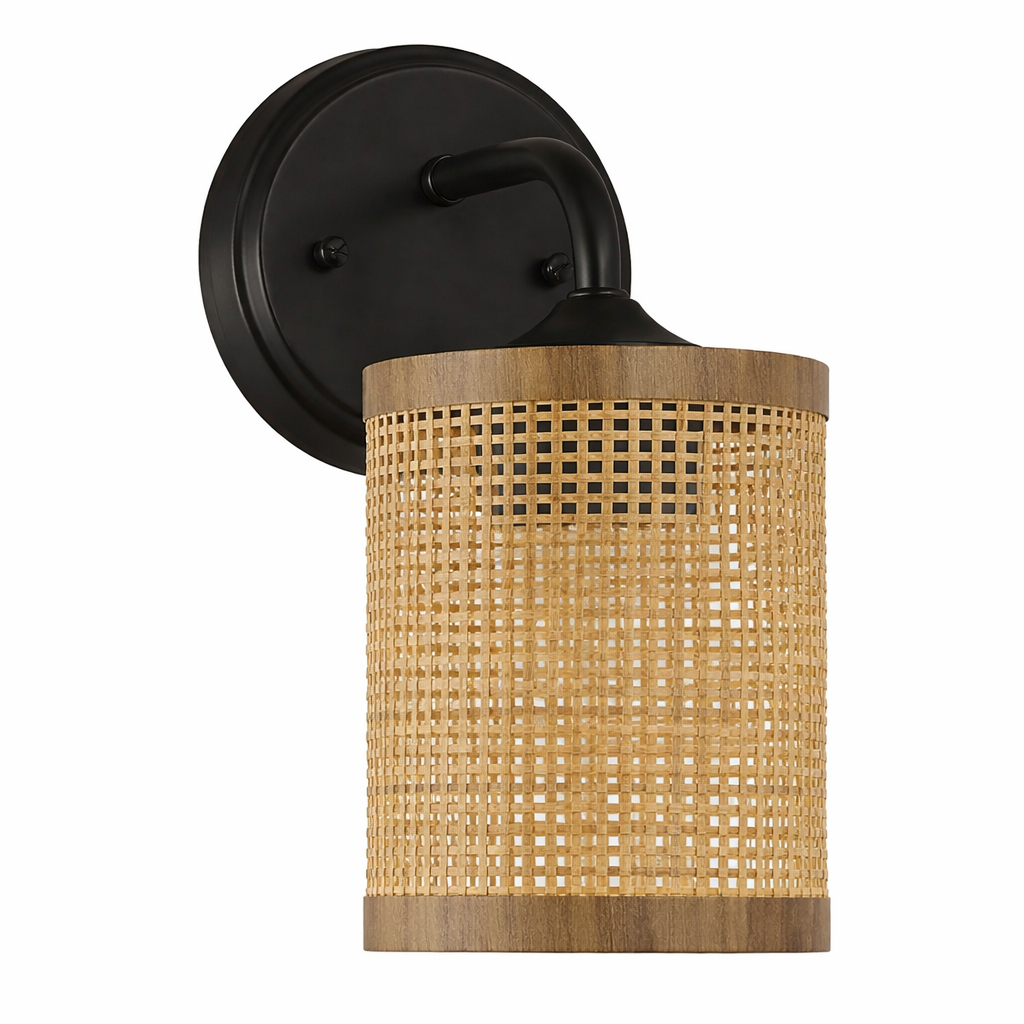 Reef Single Lights Wall Sconce | Natural Rattan & Wicker Base | MidinMod