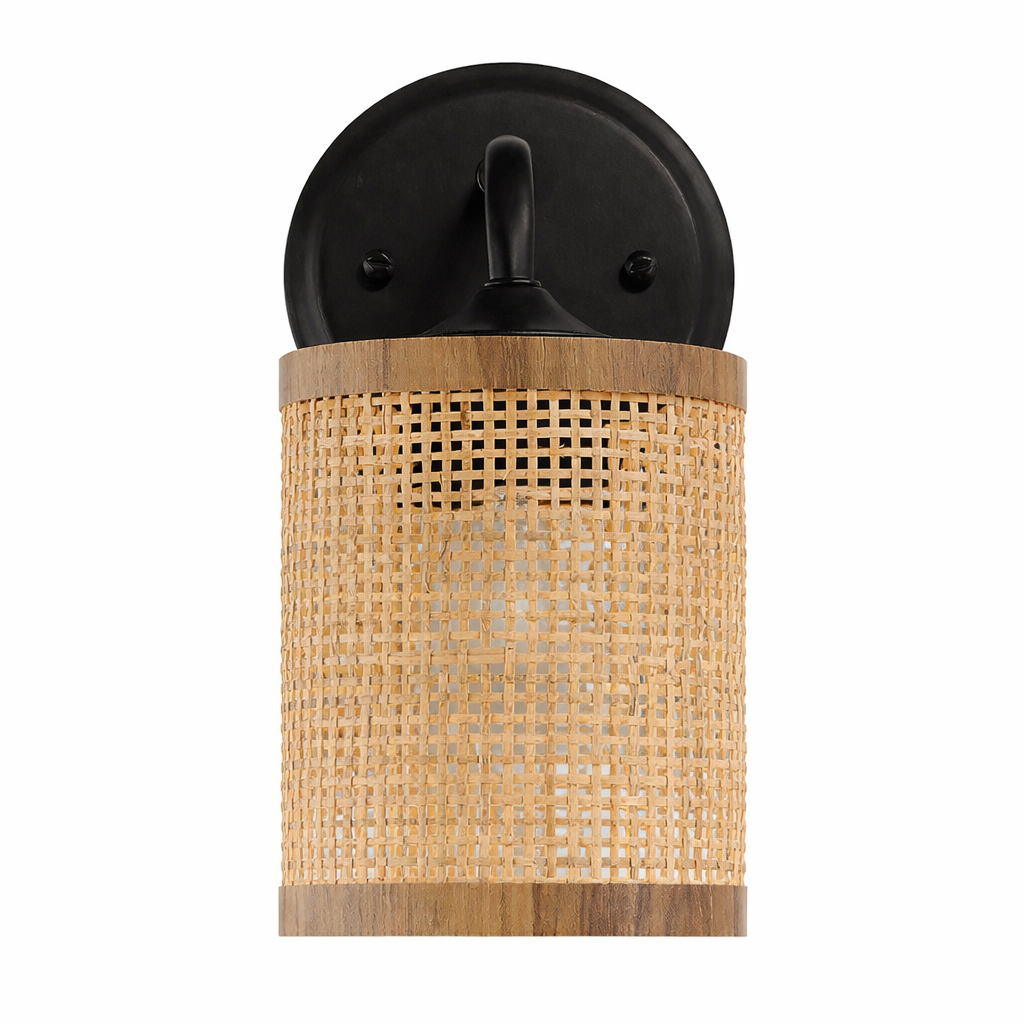 Reef Single Lights Wall Sconce | Natural Rattan & Wicker Base | MidinMod