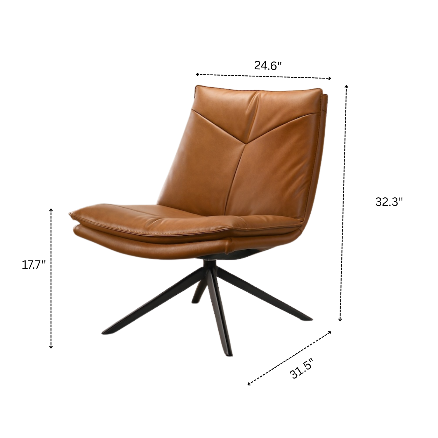 Reese Cognac Vegan Leather Swivel Chair - MidinMod