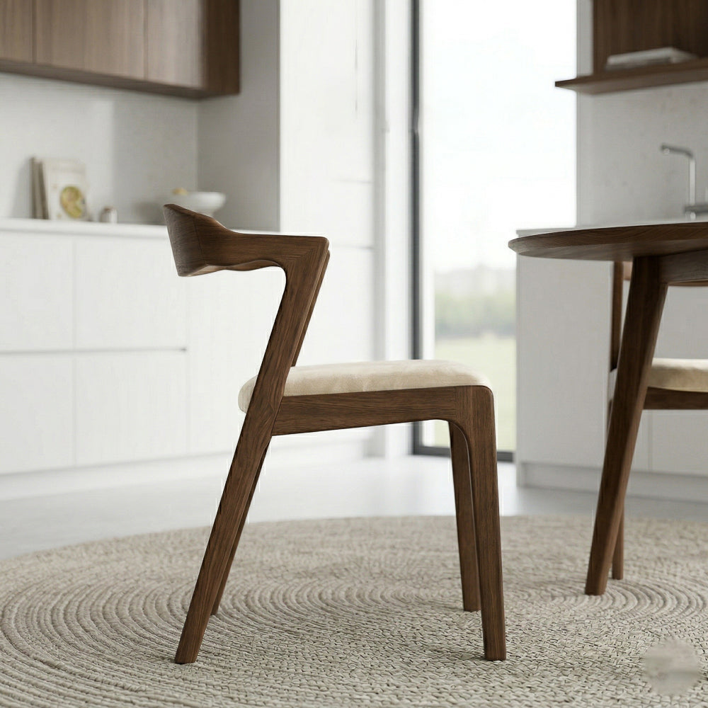 Reggie Modern Cream Velvet Dining Chair Set of 2 | Wegner-Inspired Design | MidinMod