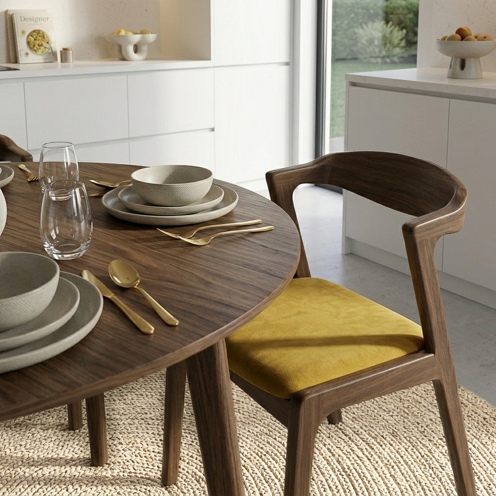 Reggie Modern Dark Yellow Velvet Dining Chair Set of 2 | Wegner-Inspired Design | MidinMod