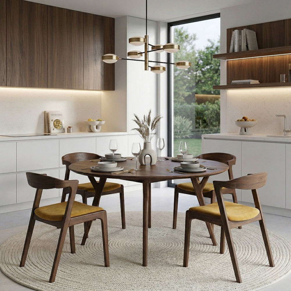 Reggie Modern Dark Yellow Velvet Dining Chair Set of 2 | Wegner-Inspired Design | MidinMod