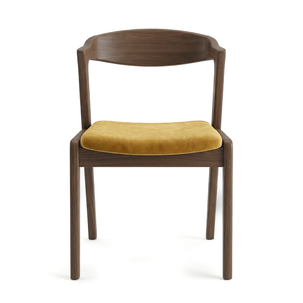 Reggie Modern Dark Yellow Velvet Dining Chair Set of 2 | Wegner-Inspired Design | MidinMod