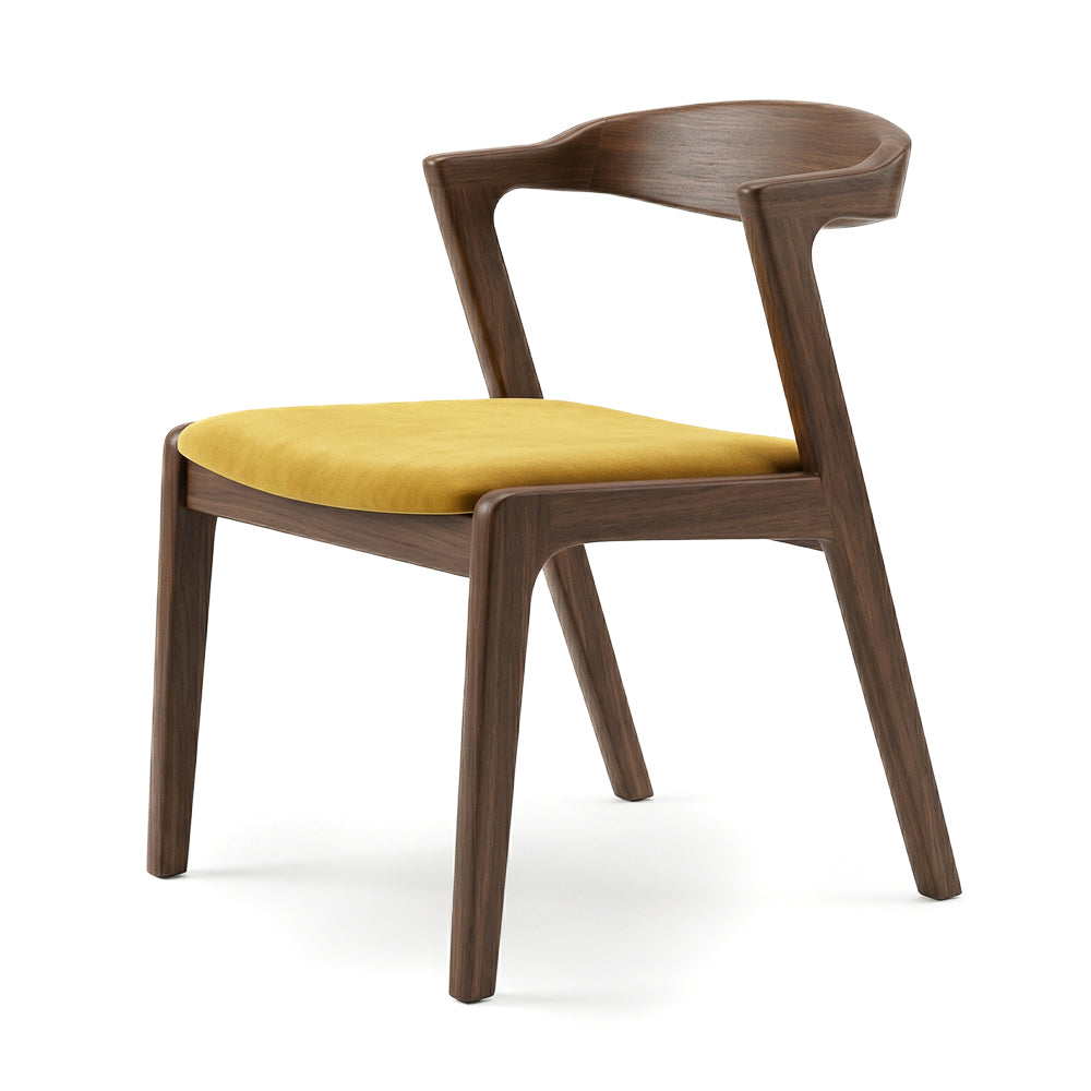 Reggie Modern Dark Yellow Velvet Dining Chair Set of 2 | Wegner-Inspired Design | MidinMod