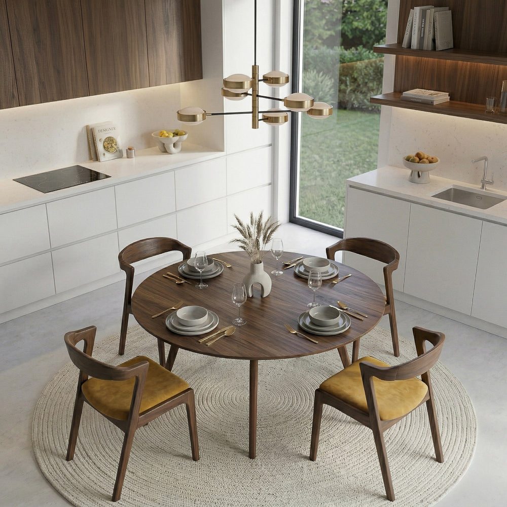 Reggie Modern Dark Yellow Velvet Dining Chair Set of 2 | Wegner-Inspired Design | MidinMod