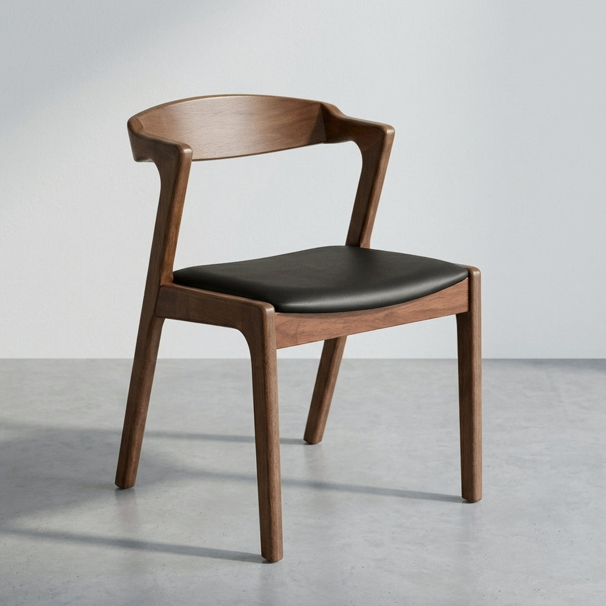 Reggie Modern Black Vegan Leather Dining Chair | Solid Wood Danish ...