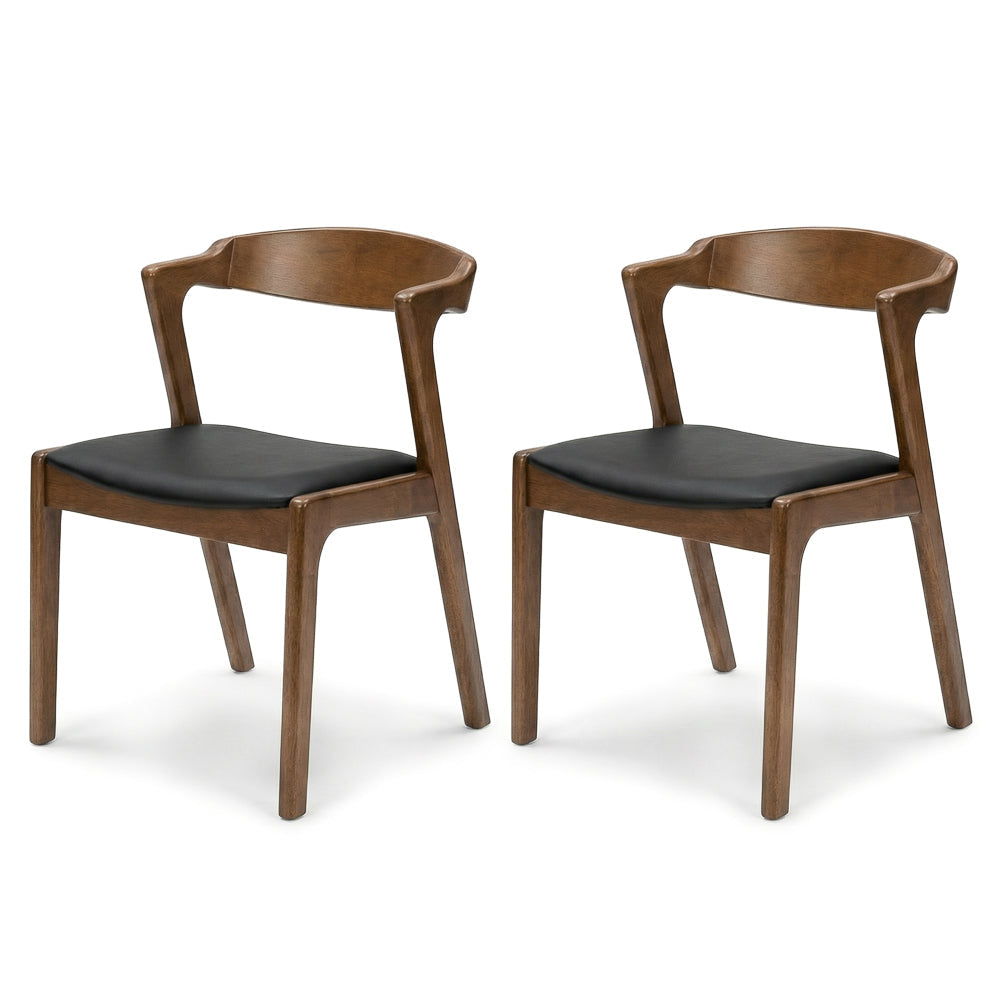 Reggie Modern Black Vegan Leather Dining Chair | Solid Wood Danish