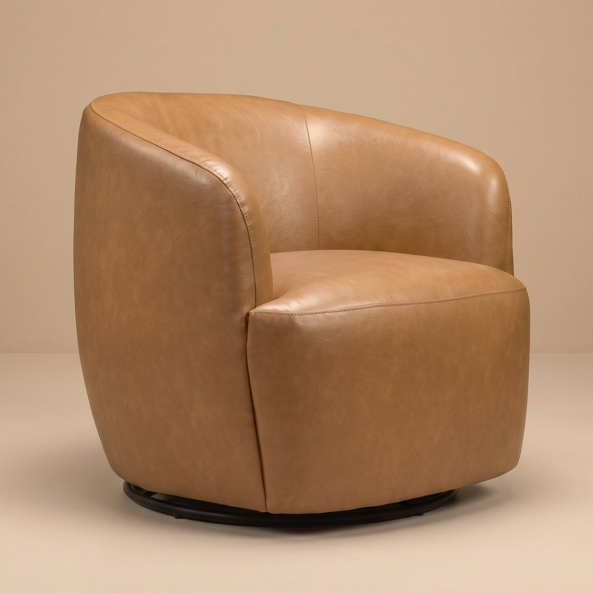 Rivet Tan Vegan Leather Swivel Chair - MidinMod
