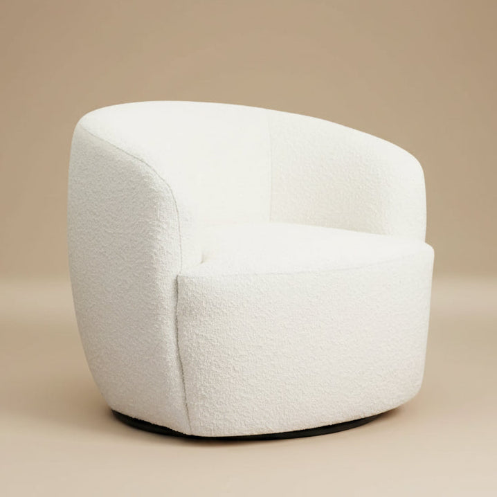 Rivet White Boucle Swivel Chair - MidinMod