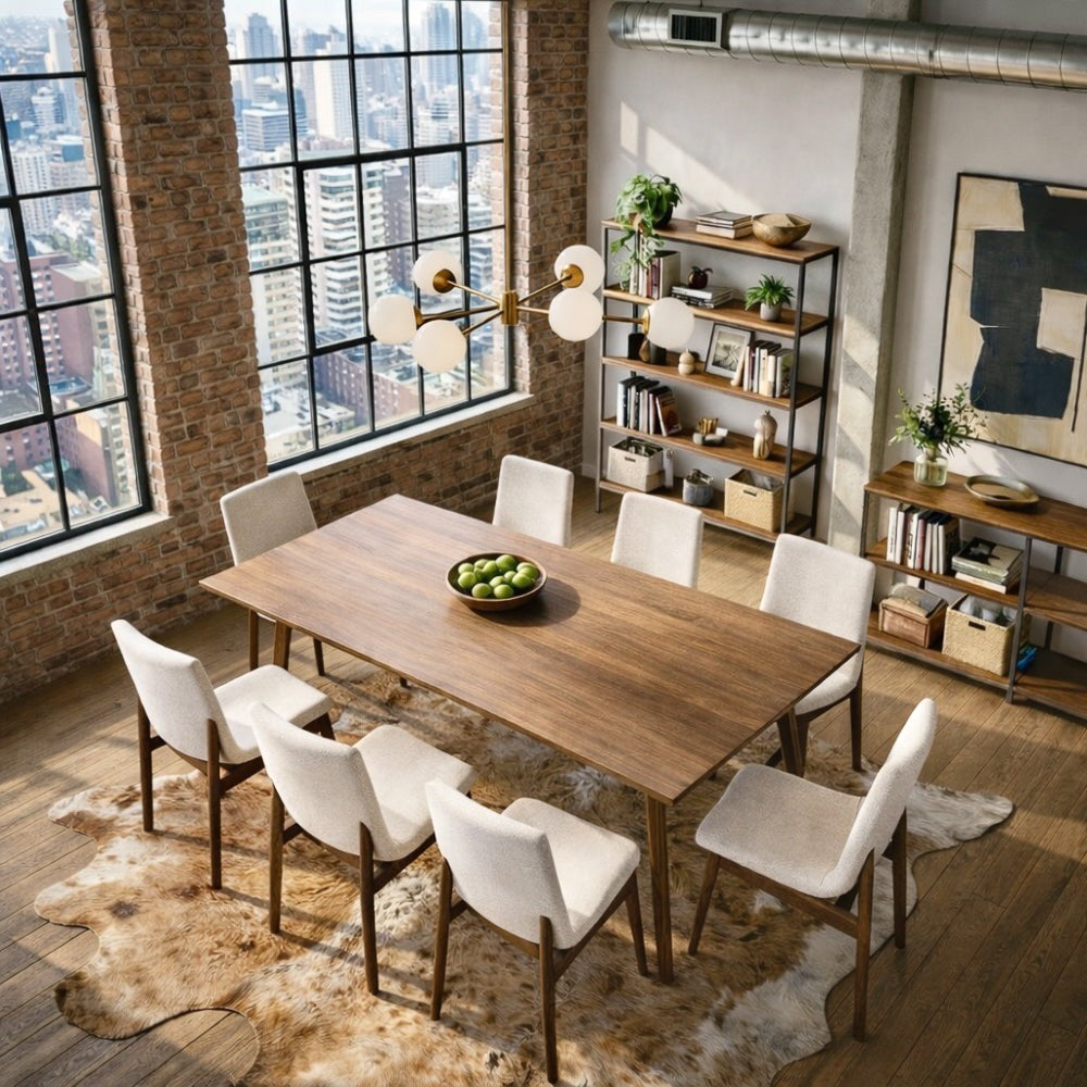 Rouka Modern Beige Fabric Dining Chair Set | Danish-Inspired Elegance | MidinMod