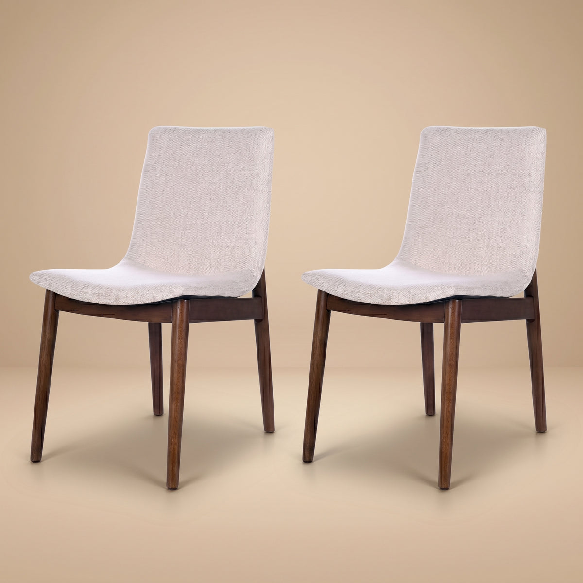 Rouka Modern Beige Fabric Dining Chair Set | Danish-Inspired Elegance | MidinMod