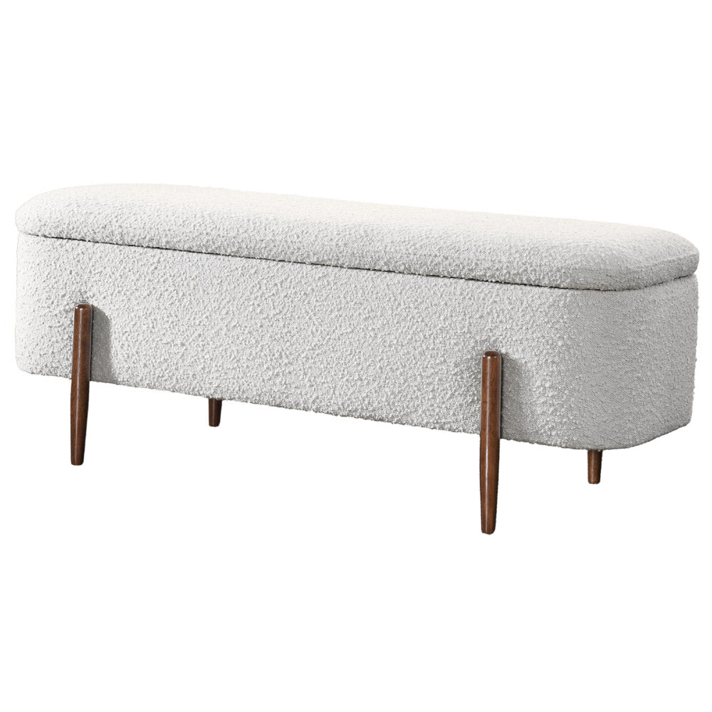 Sasha Ivory Boucle Storage Bench