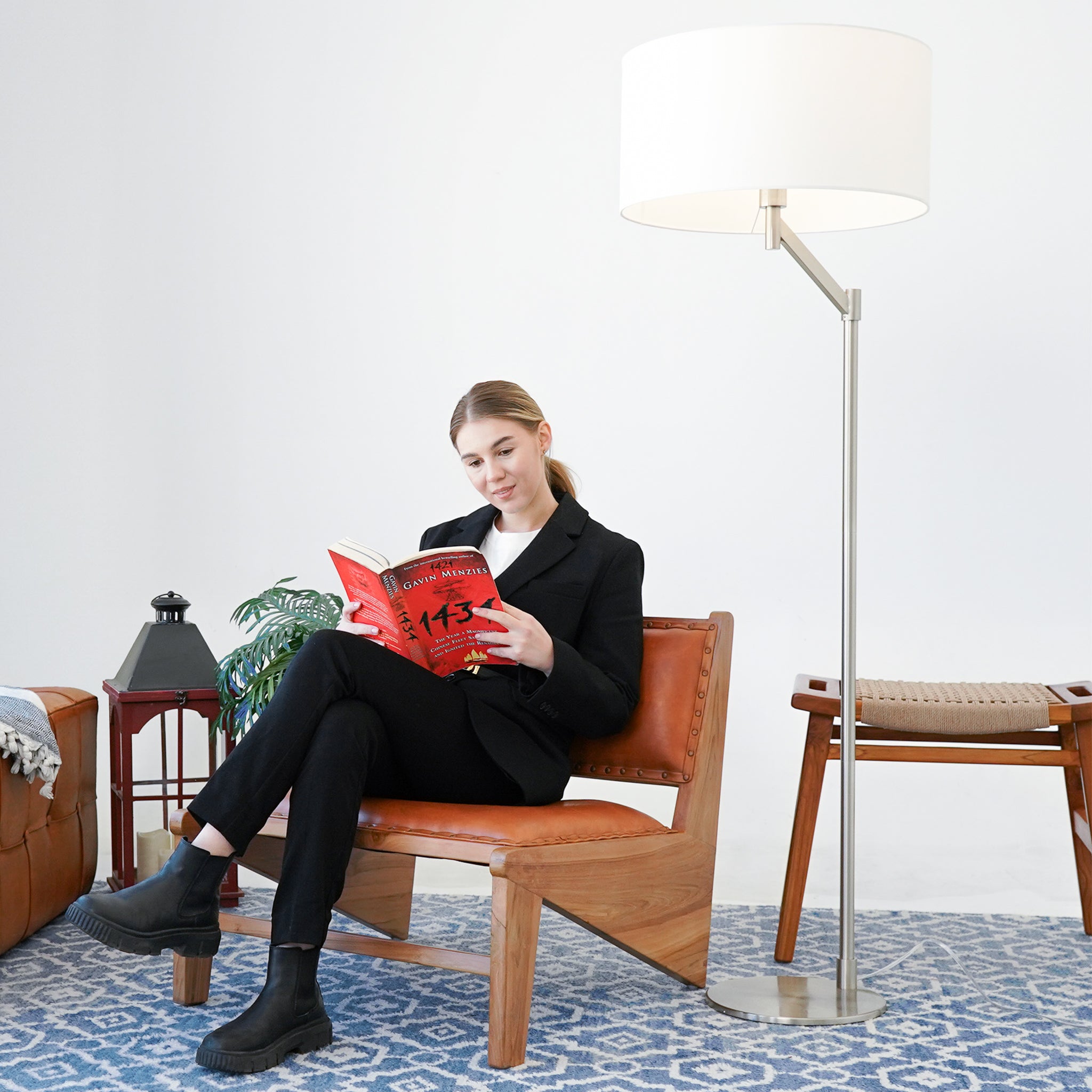 Serene Brushed Nickel Floor Lamp - MidinMod
