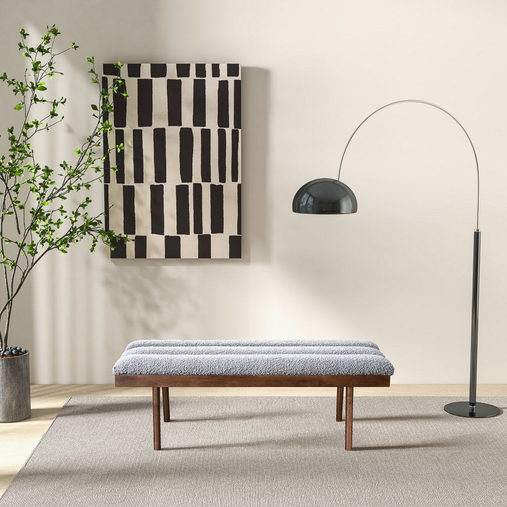 Serge Light Grey Boucle Bench