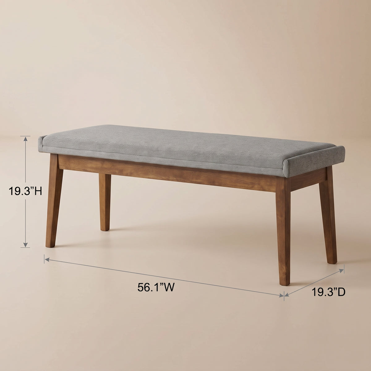 Sette Grey Linen Structured Weaving Fabric Bench - MidinMod