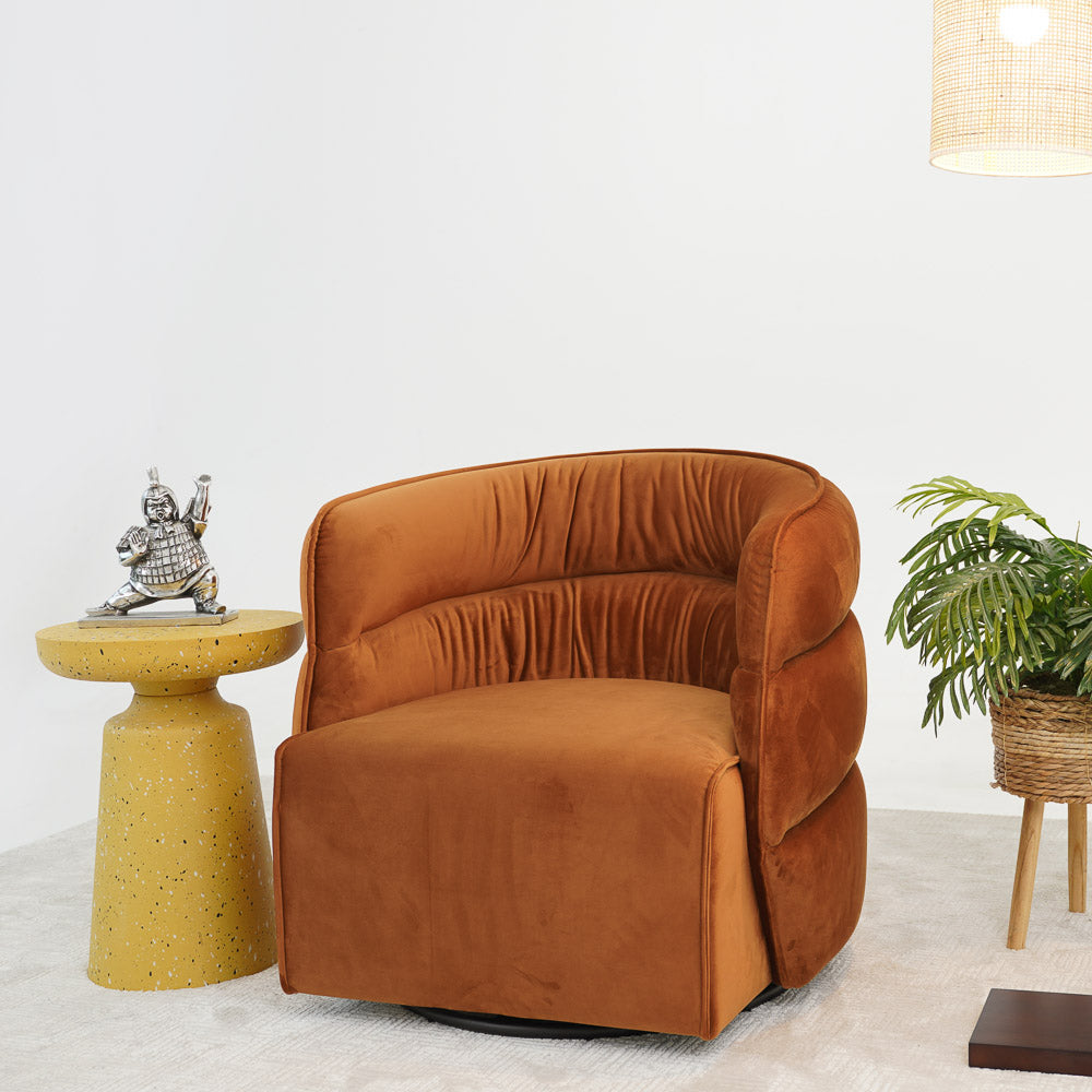 Shamrock Swivel Chair - Burnt Orange Velvet