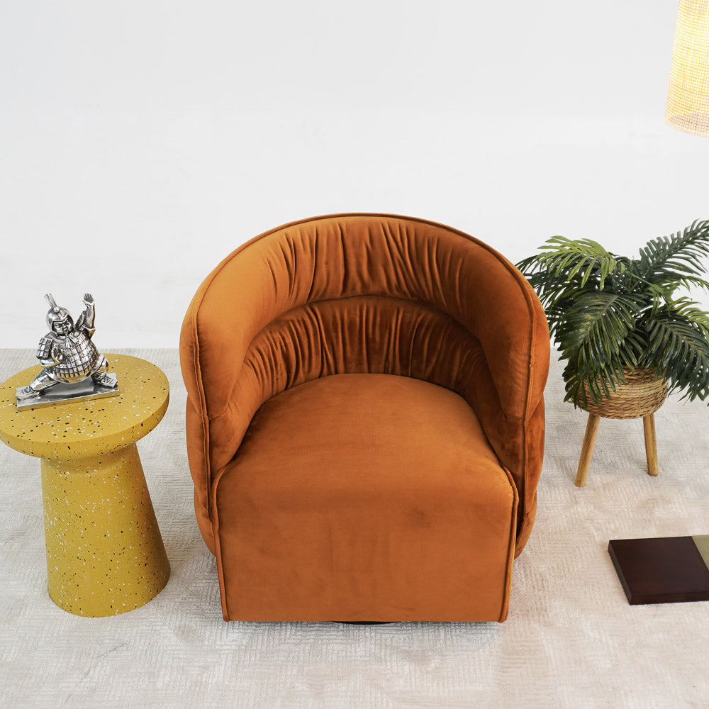 Shamrock Swivel Chair - Burnt Orange Velvet