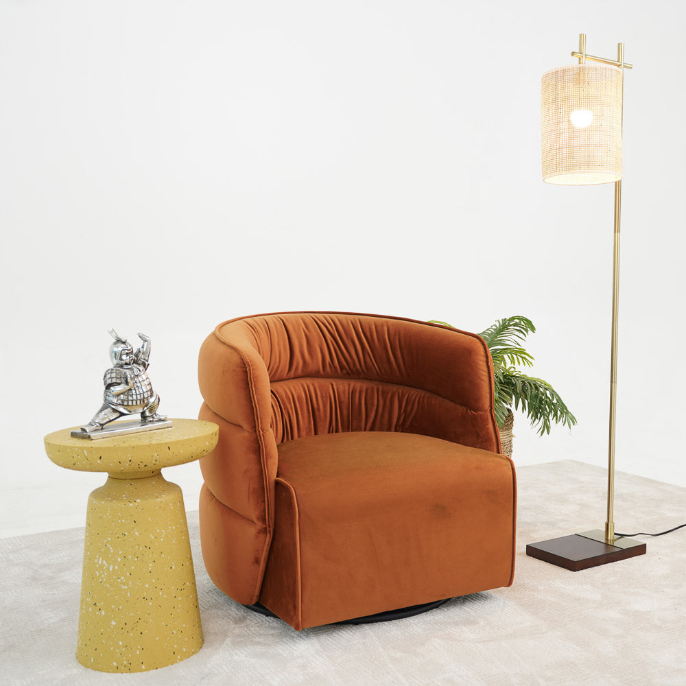 Shamrock Swivel Chair - Burnt Orange Velvet