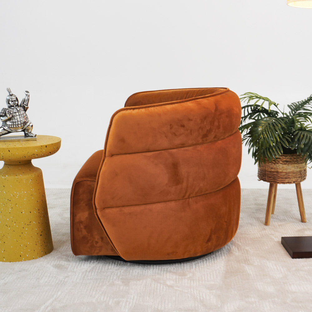 Shamrock Swivel Chair - Burnt Orange Velvet