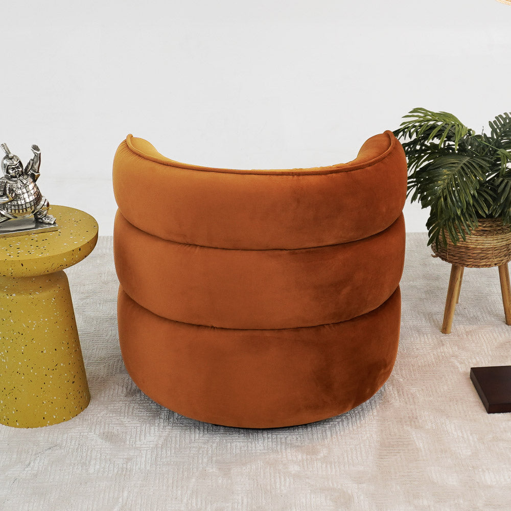 Shamrock Swivel Chair - Burnt Orange Velvet