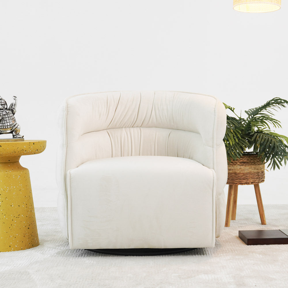 Shamrock Swivel Chair - Cream Velvet