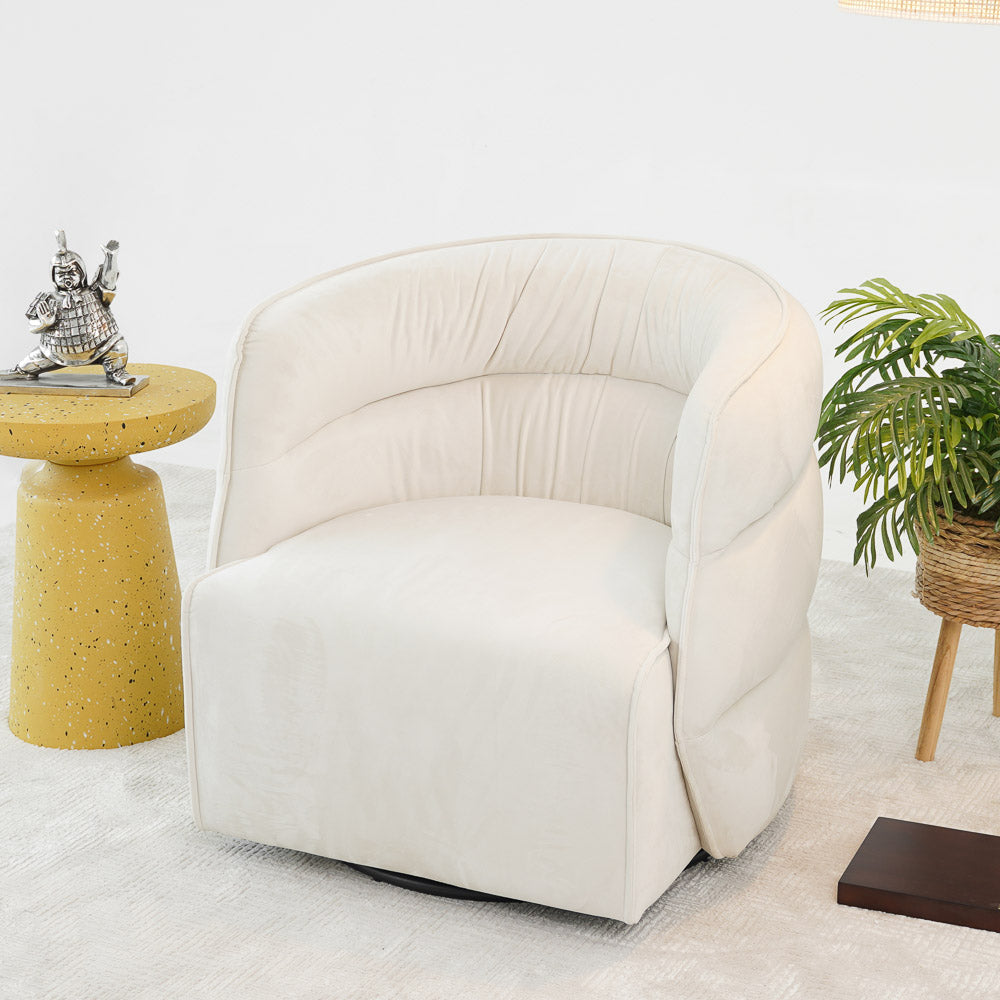 Shamrock Swivel Chair - Cream Velvet