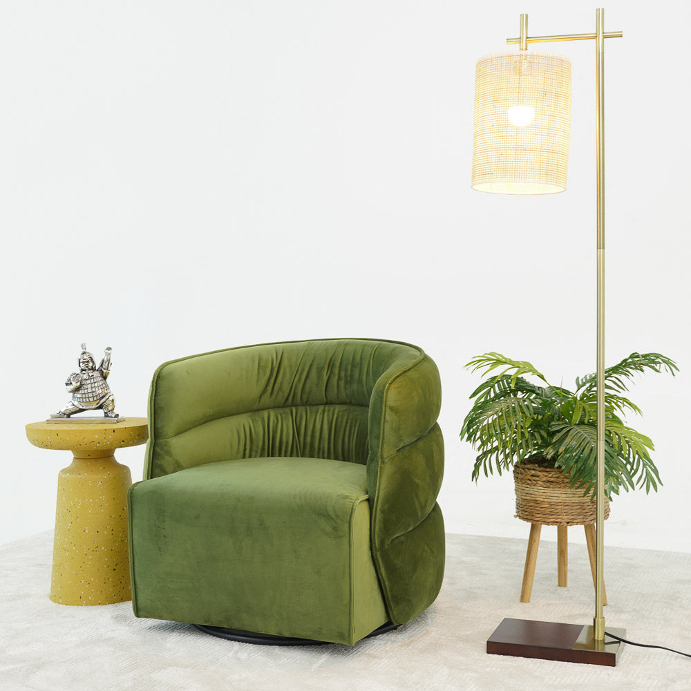 Shamrock Swivel Chair - Green Velvet