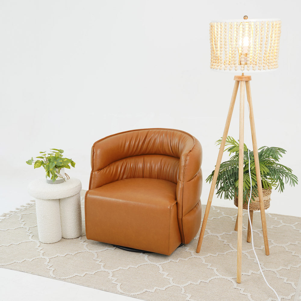 Shamrock Swivel Chair - Tan Vegan Leather