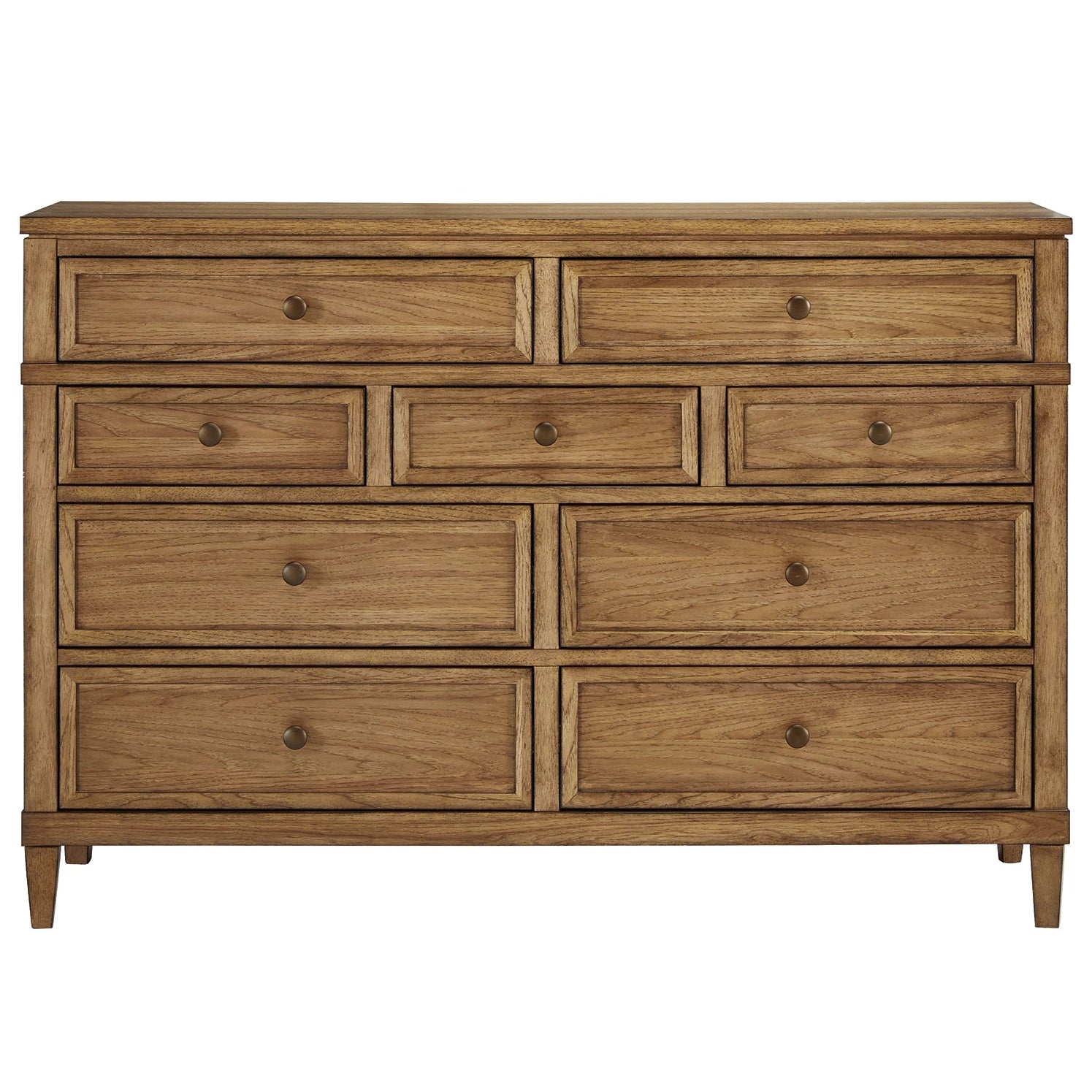 Sharlance 9-Drawer Dresser in Light Brown Hickory Wood | MidinMod