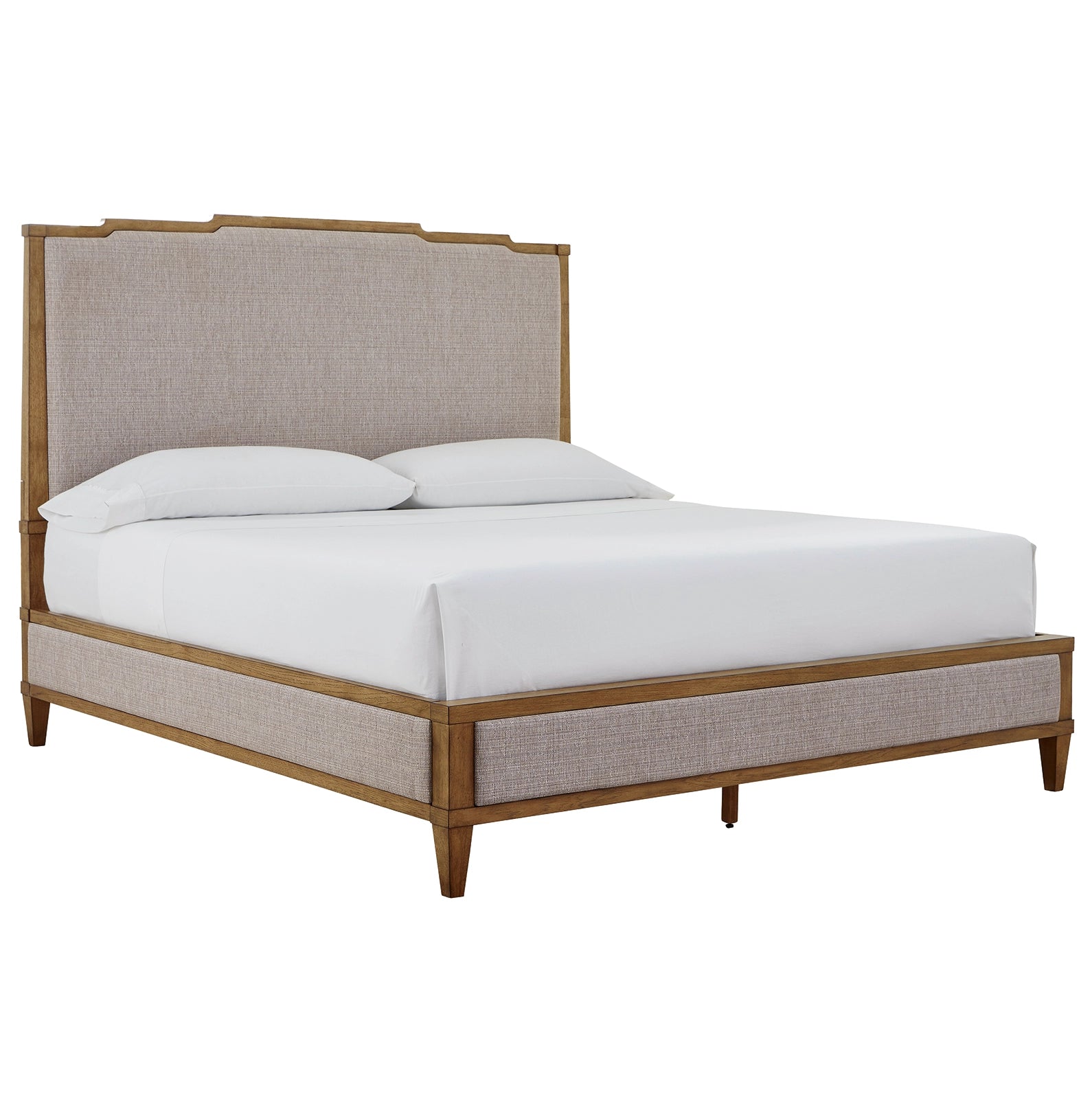 Sharlance King Upholstered Panel Bed in Light Brown Hickory | MidinMod