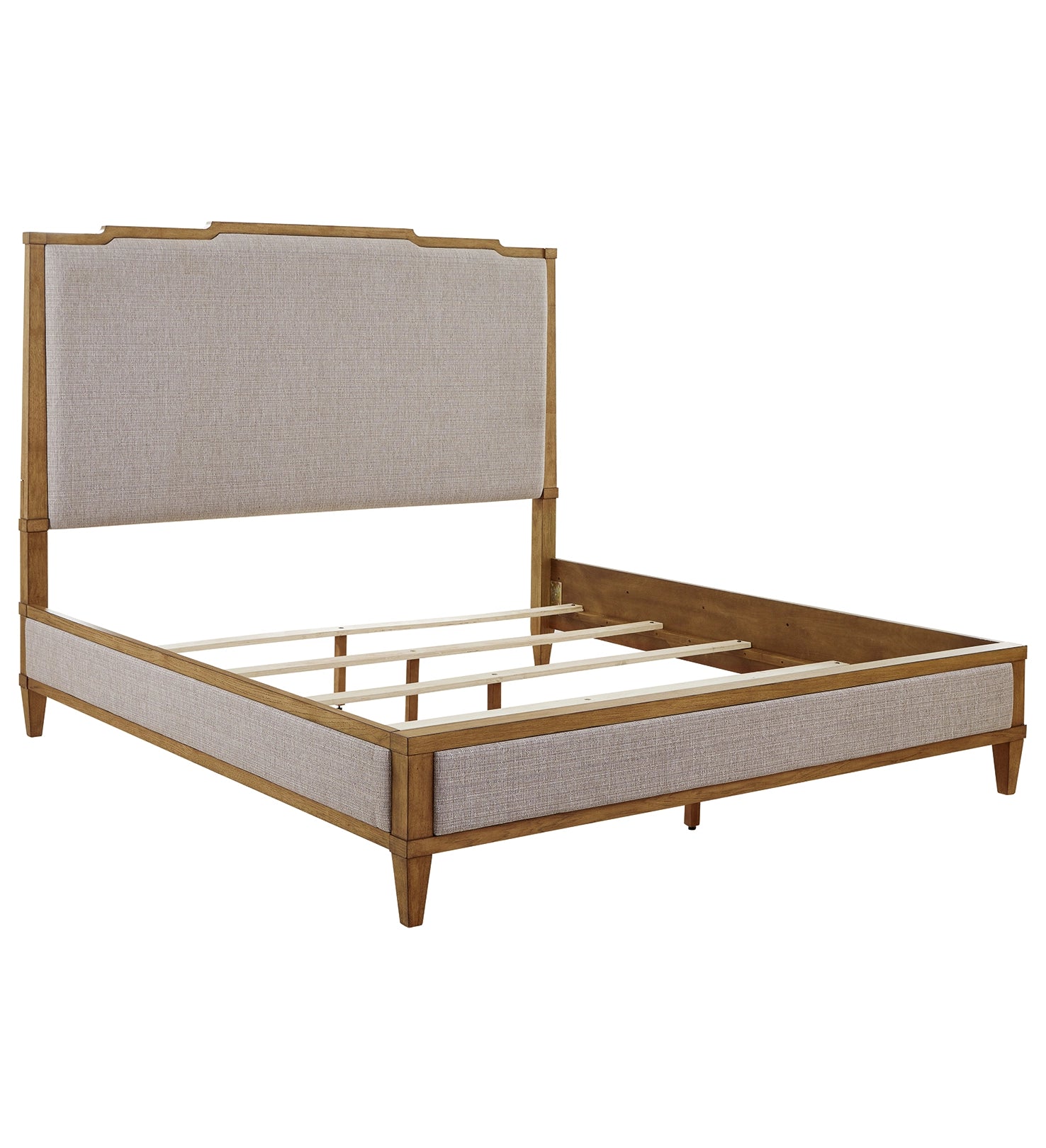 Sharlance King Upholstered Panel Bed in Light Brown Hickory | MidinMod