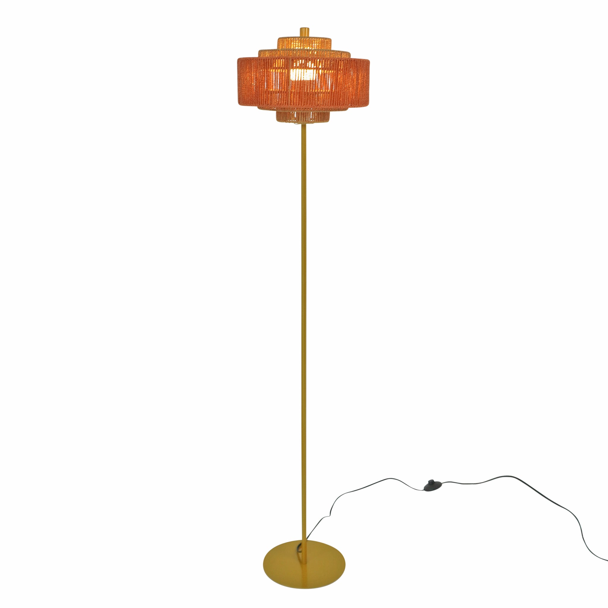 Shine Floor Lamp - Gold + Natural/Terracotta