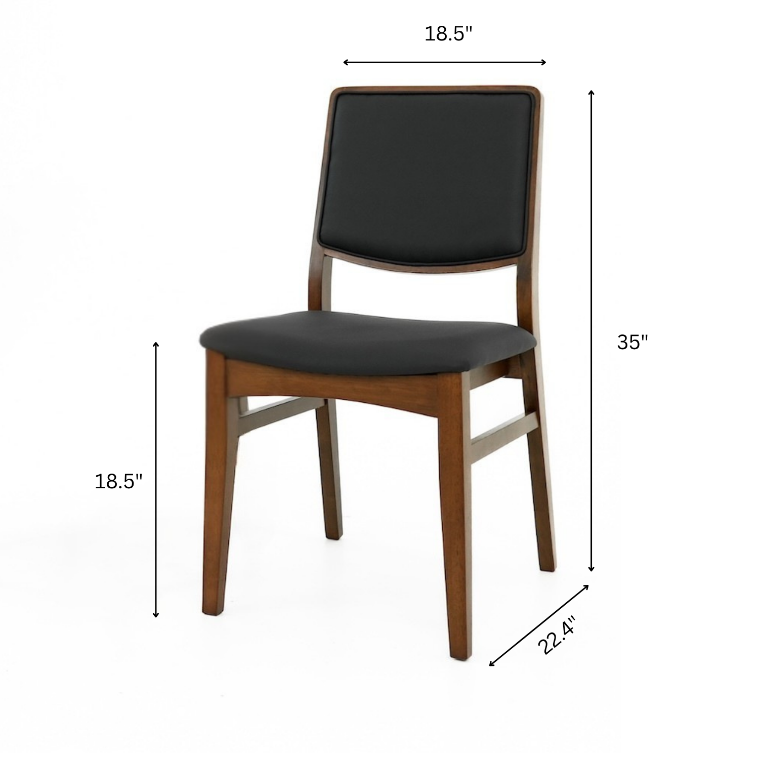 Sidera Black Vegan Leather Dining Chair Set - MidinMod