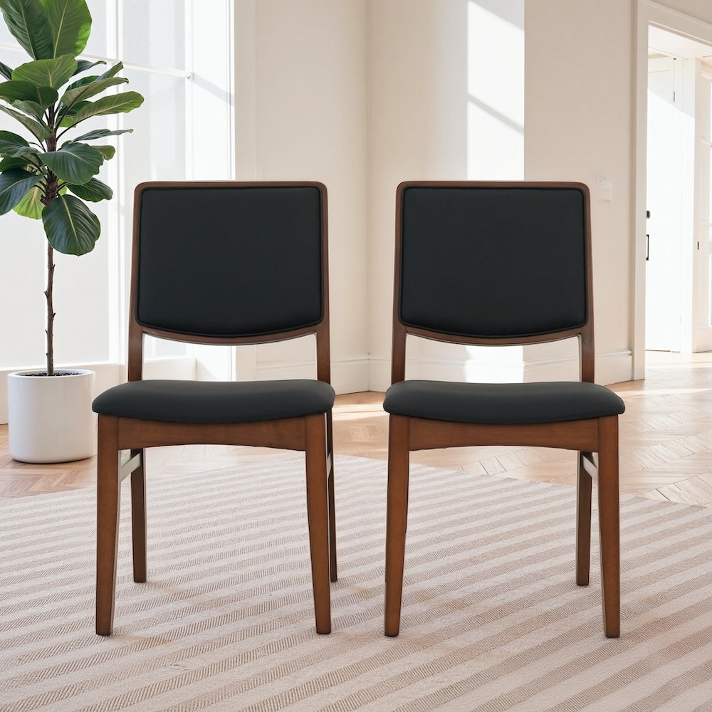 Sidera Black Vegan Leather Dining Chair Set - MidinMod