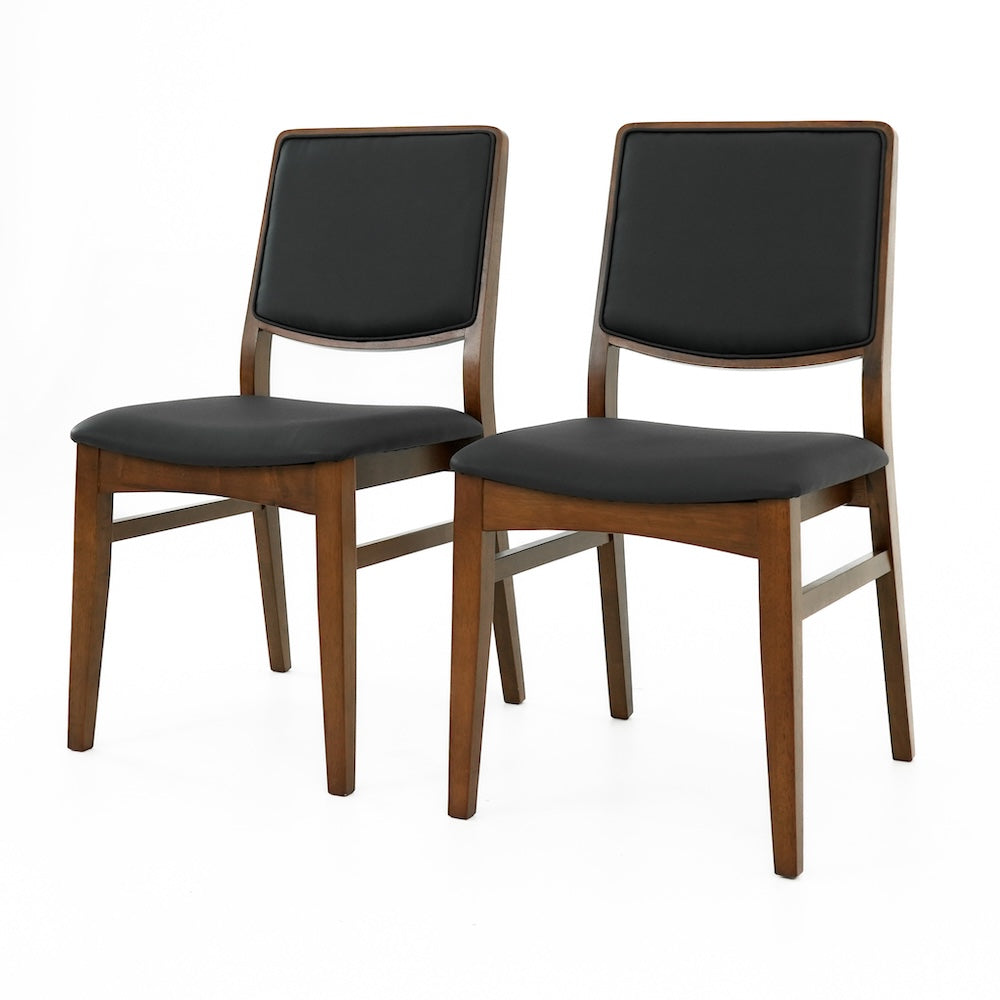 Sidera Black Vegan Leather Dining Chair Set - MidinMod