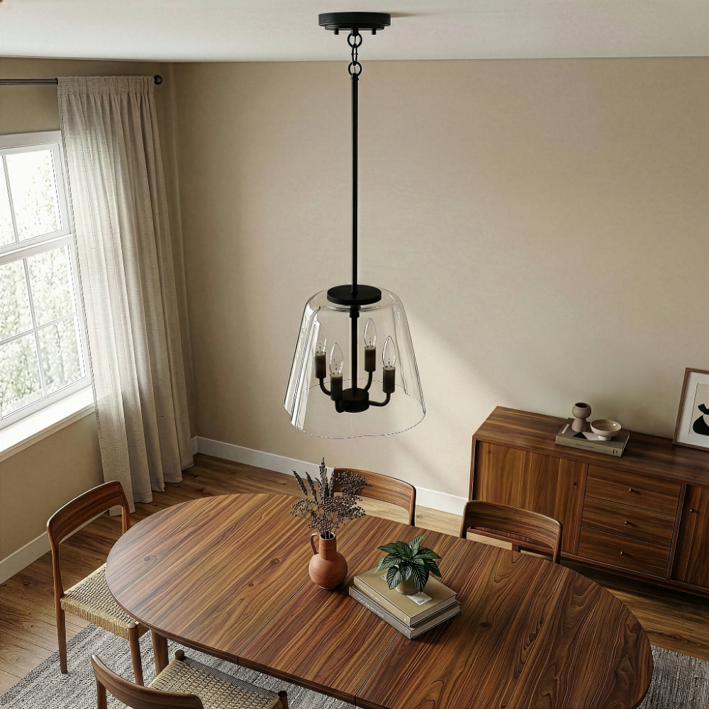 Soiree 4-Light Candle Pendant | Sleek Black Finish | MidinMod