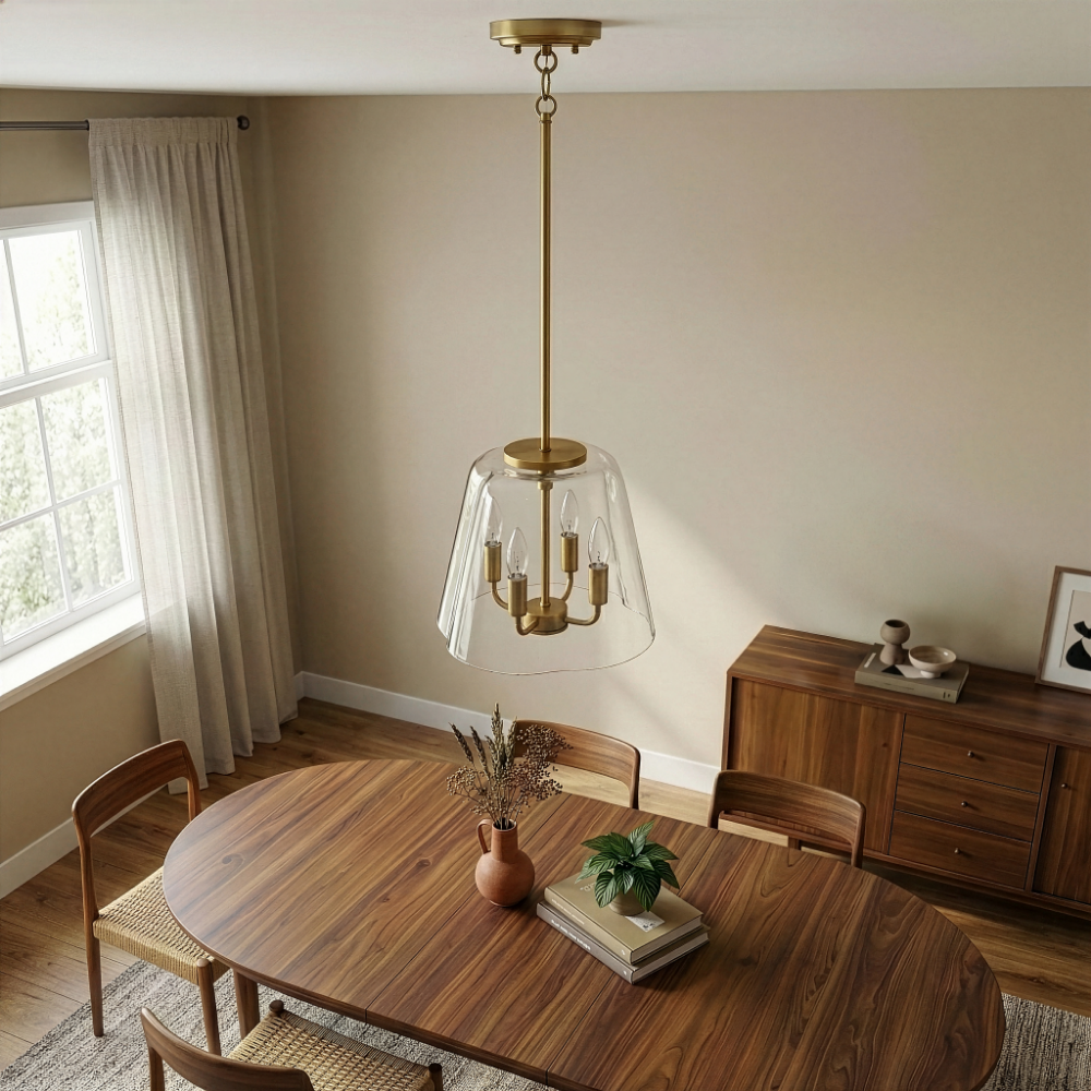 Soiree 4-Light Candle Pendant | Satin Brass Finish | MidinMod