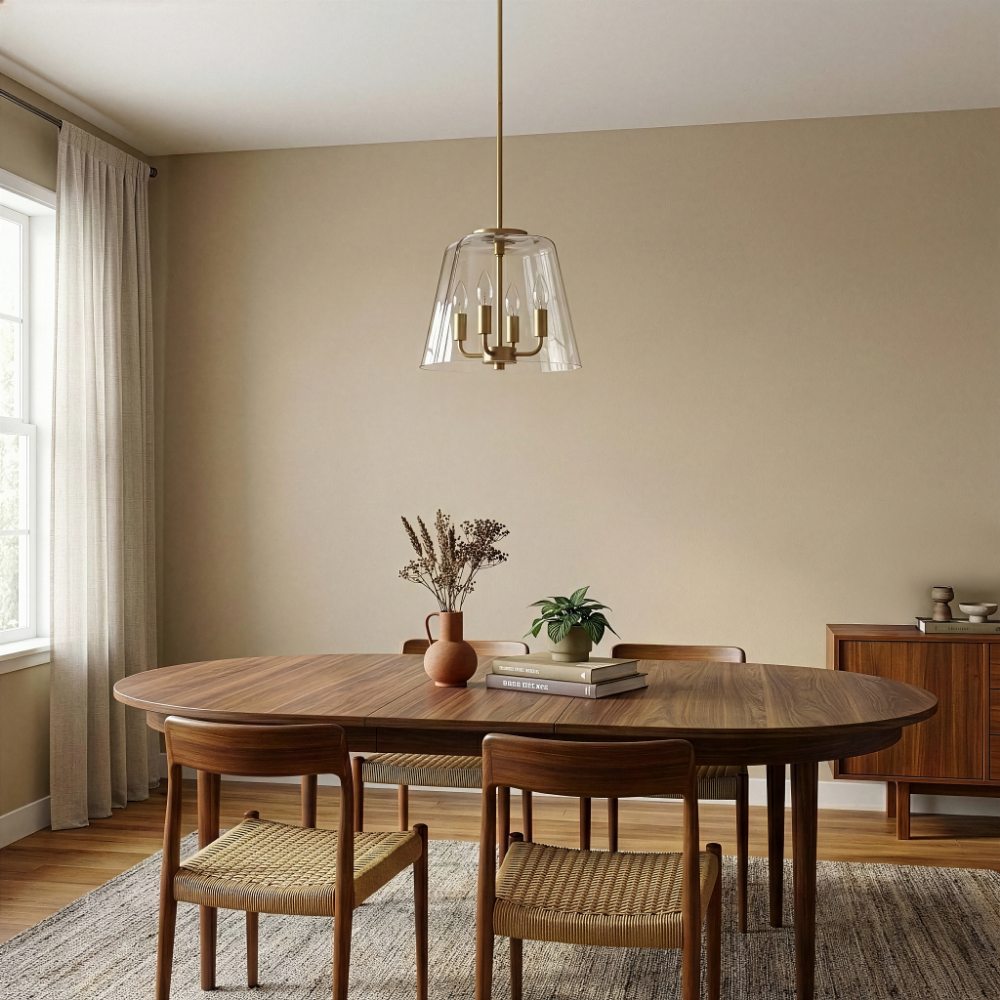 Soiree 4-Light Candle Pendant | Satin Brass Finish | MidinMod