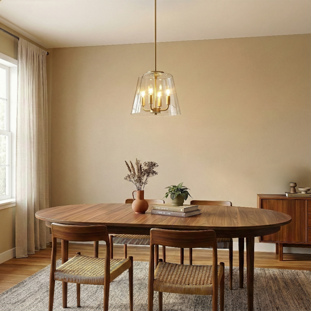 Soiree 4-Light Candle Pendant | Satin Brass Finish | MidinMod