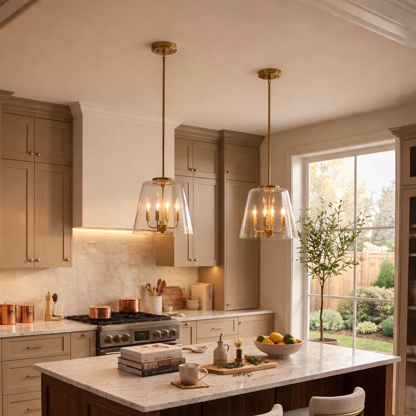Soiree 4-Light Candle Pendant | Satin Brass Finish | MidinMod