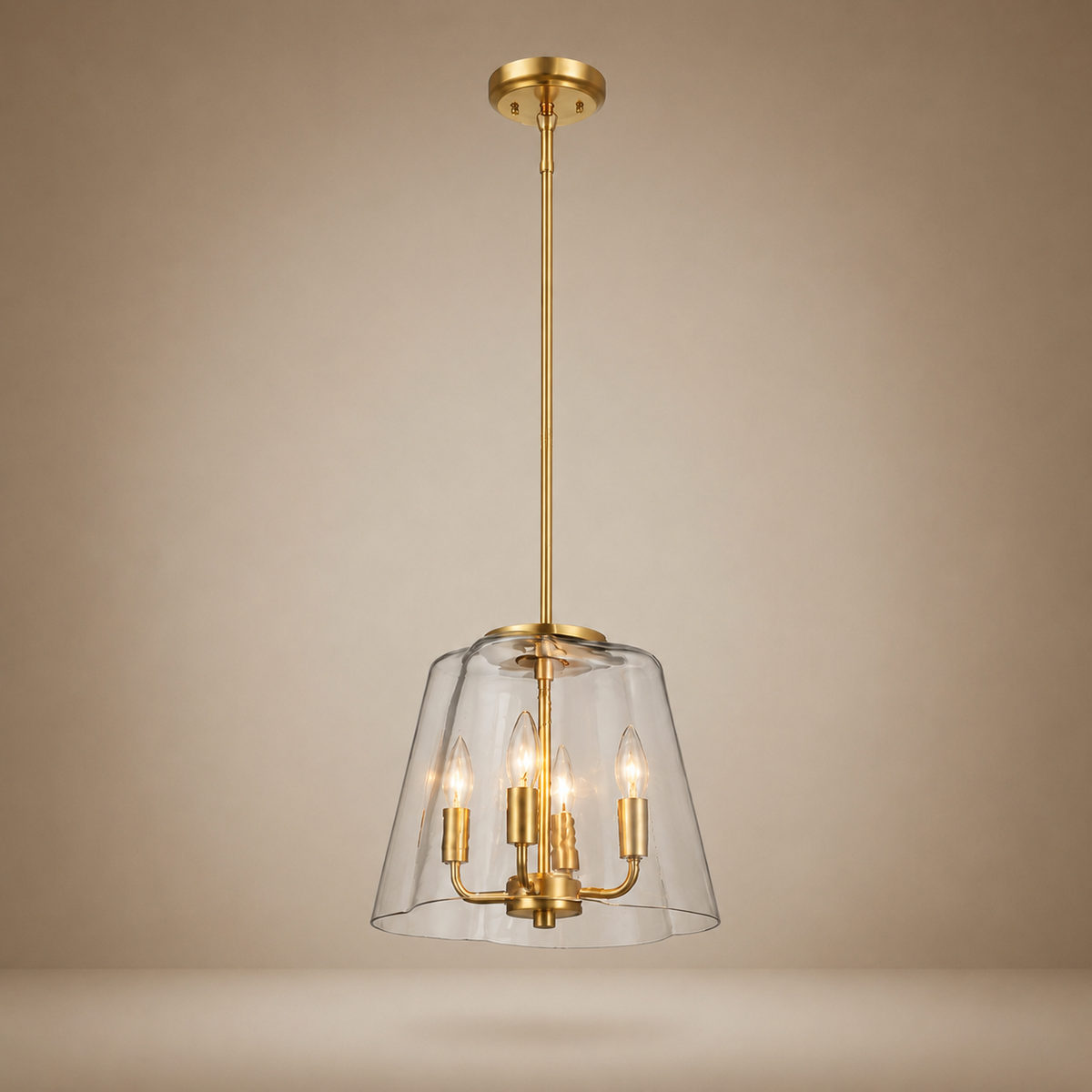 Soiree 4-Light Candle Pendant | Satin Brass Finish | MidinMod