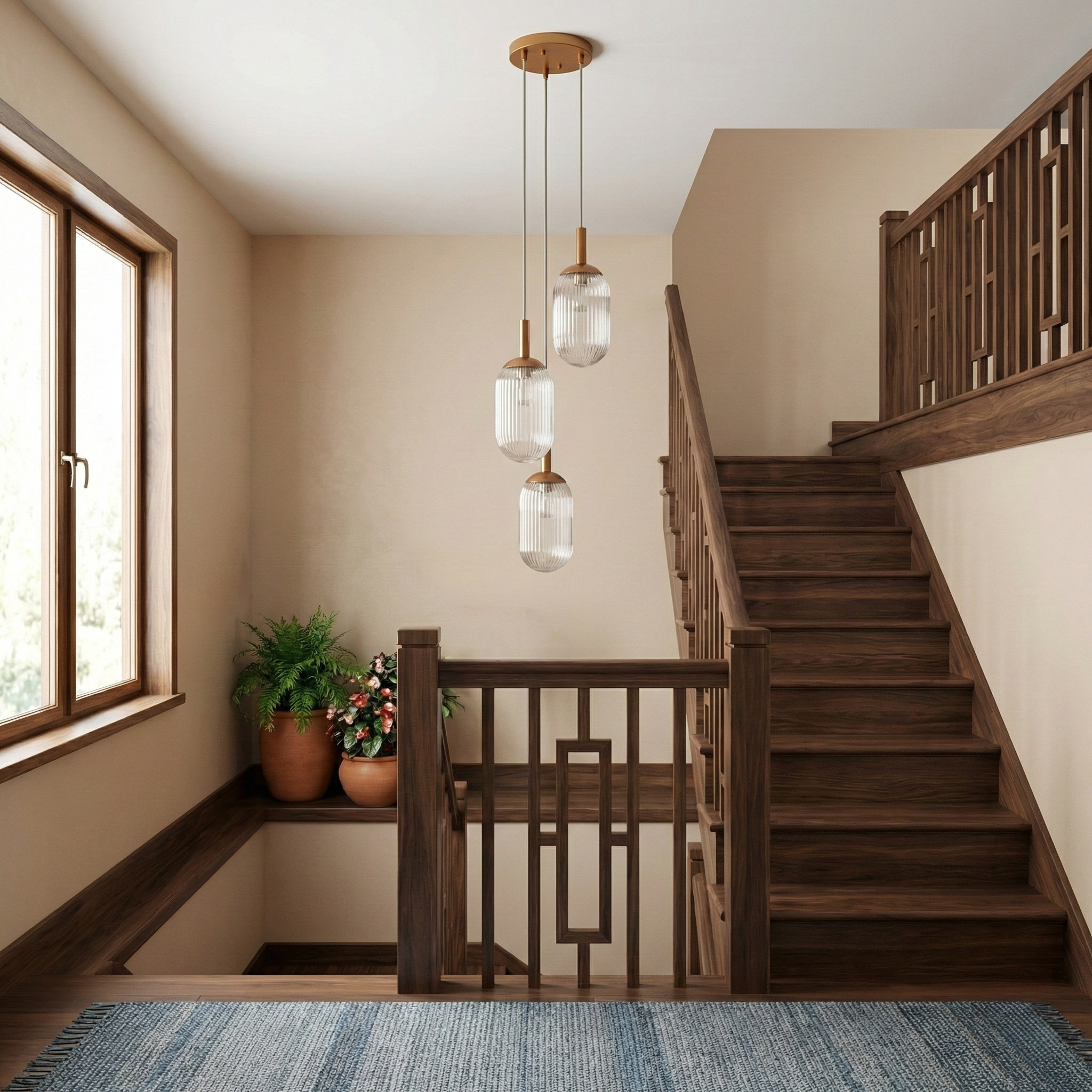 Solace 3-Light Pendant Lamp | Bronze and Clear Ribbed Glass | MidinMod