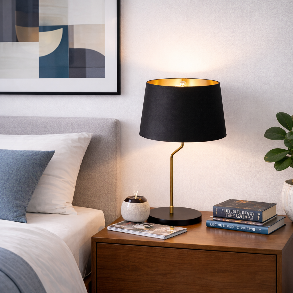 Solstice Black & Gold Cone Table Lamp - Modern Metal Lighting | MidinMod