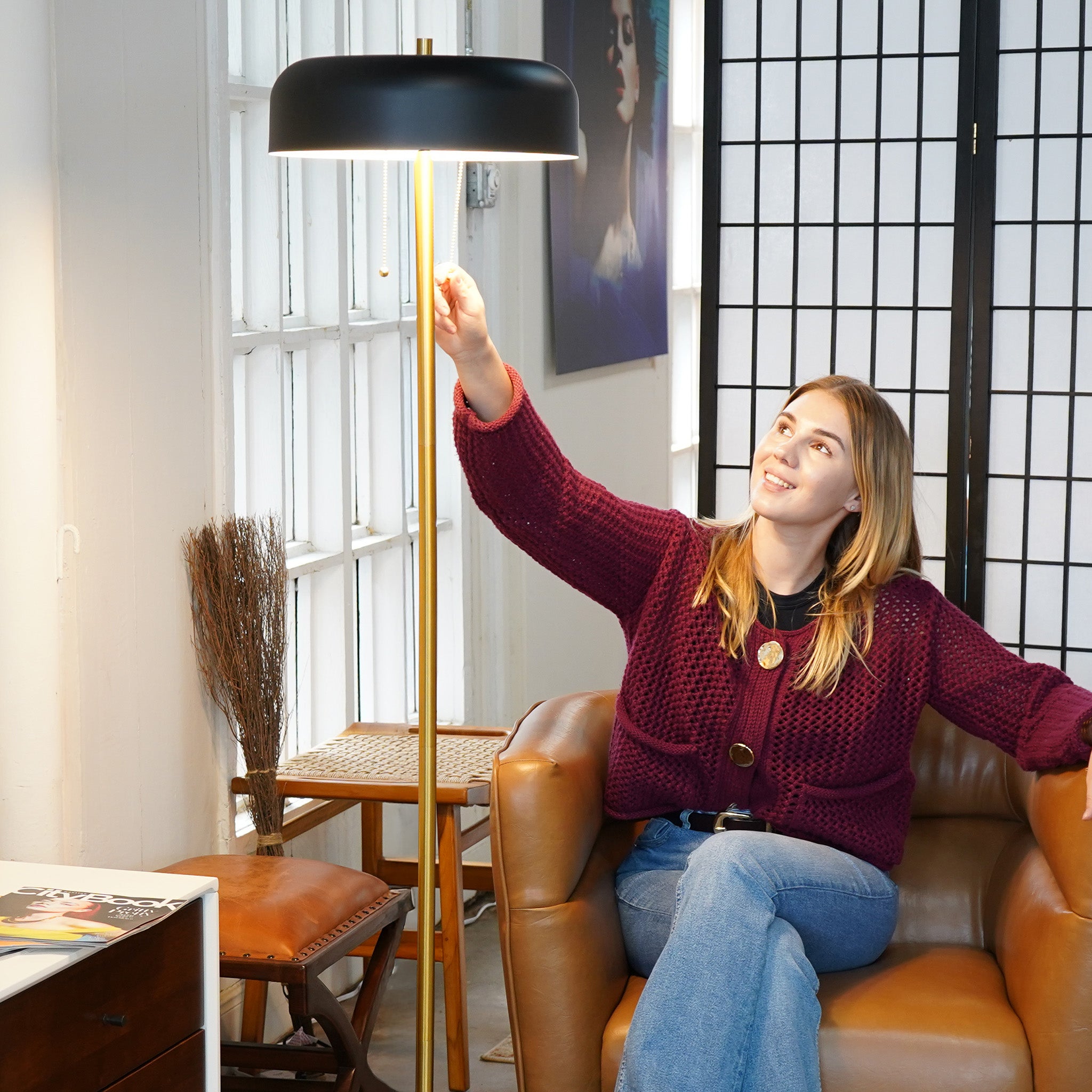Spark Floor Lamp - Black outer + White inner