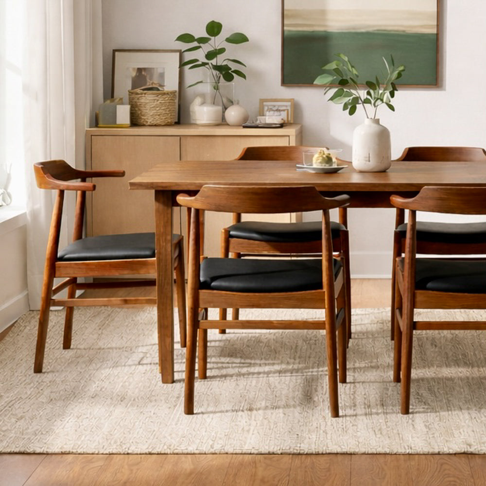 Sterling Modern Black Vegan Leather Dining Chair Set | Scandinavian Design | MidinMod