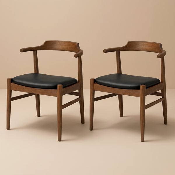 Sterling Modern Black Vegan Leather Dining Chair Set | Scandinavian Design | MidinMod