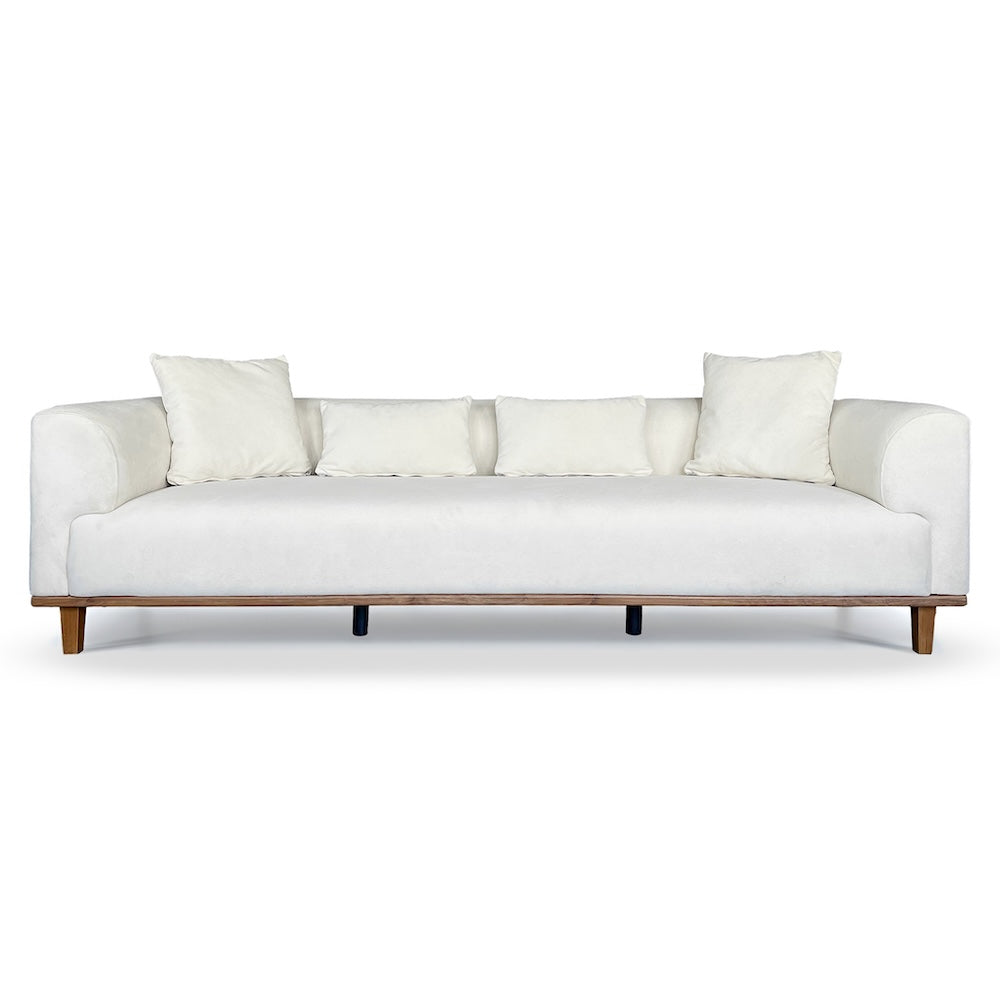 Tampa Minimalist Nordic Velvet Sofa with Solid Wood Legs Loose Pillows - MidinMod